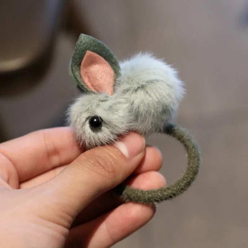 Fashion Cute Fur Pom Pom Rabbit Hairpins Hairring Solid Easter Bunny Hair Clips Princess Headwear Hair Accessories