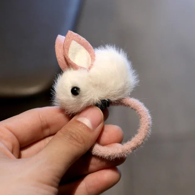 Fashion Cute Fur Pom Pom Rabbit Hairpins Hairring Solid Easter Bunny Hair Clips Princess Headwear Hair Accessories