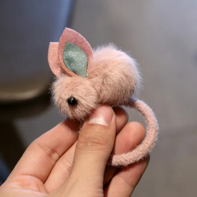Fashion Cute Fur Pom Pom Rabbit Hairpins Hairring Solid Easter Bunny Hair Clips Princess Headwear Hair Accessories