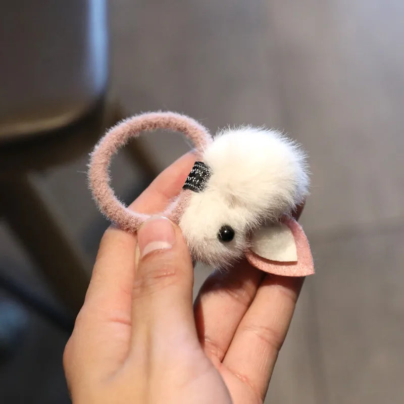 Fashion Cute Fur Pom Pom Rabbit Hairpins Hairring Solid Easter Bunny Hair Clips Princess Headwear Hair Accessories